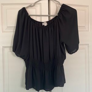 LOFT Sheer Black On and Off Shoulder Top!